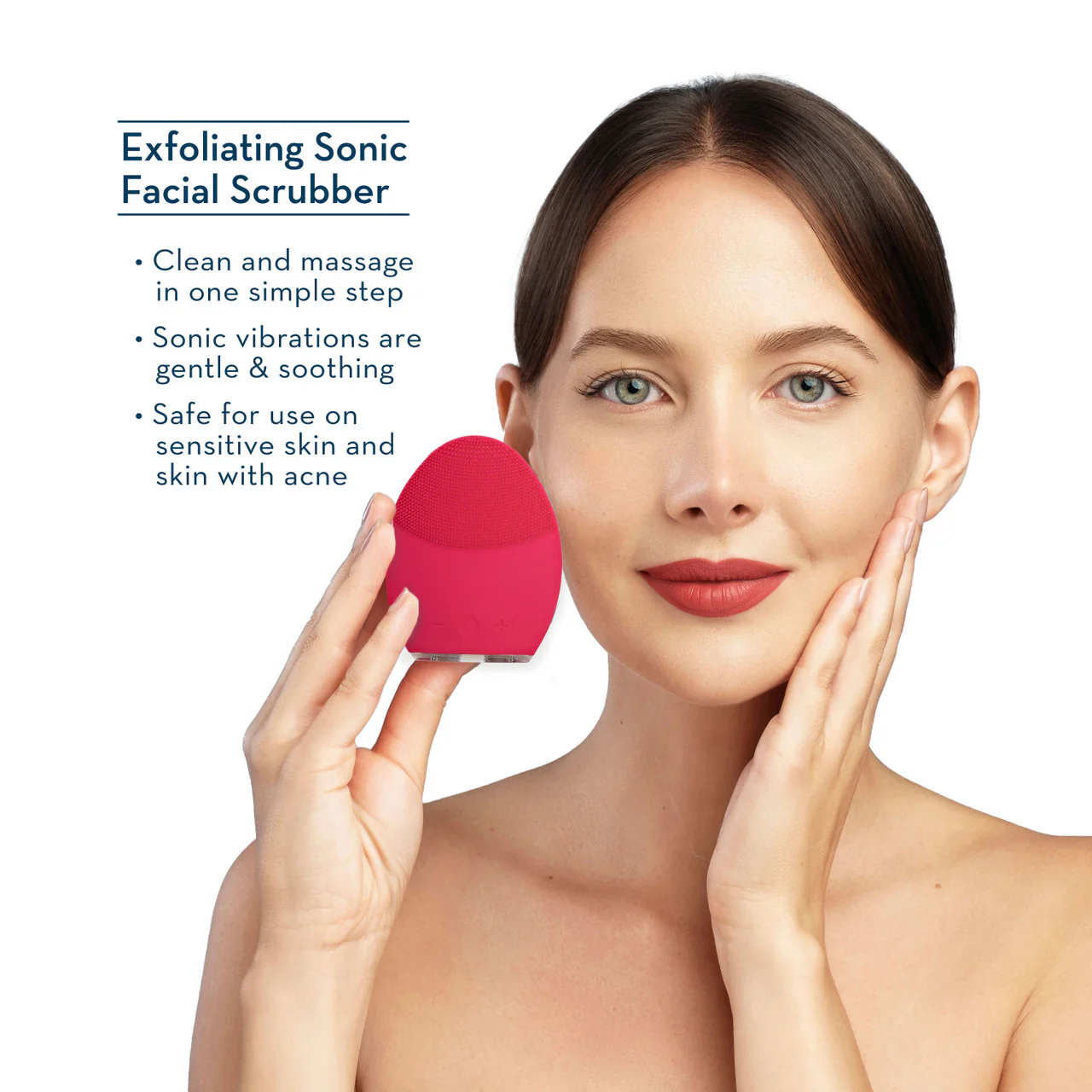 Hot Pink Exfoliating Sonic Facial Scrubber - Image 3